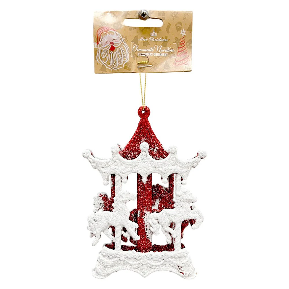 Ornamento Navideño Carrusel / Miro Christmas / 11x15 cm Rojo y Blanco - Image 2