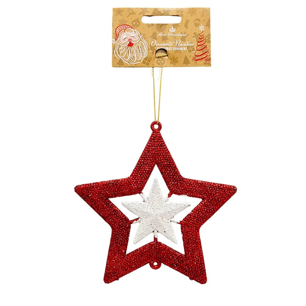 Ornamento Navideño Estrella / Miro Christmas / 13x14 cm Rojo y Blanco - Image 2