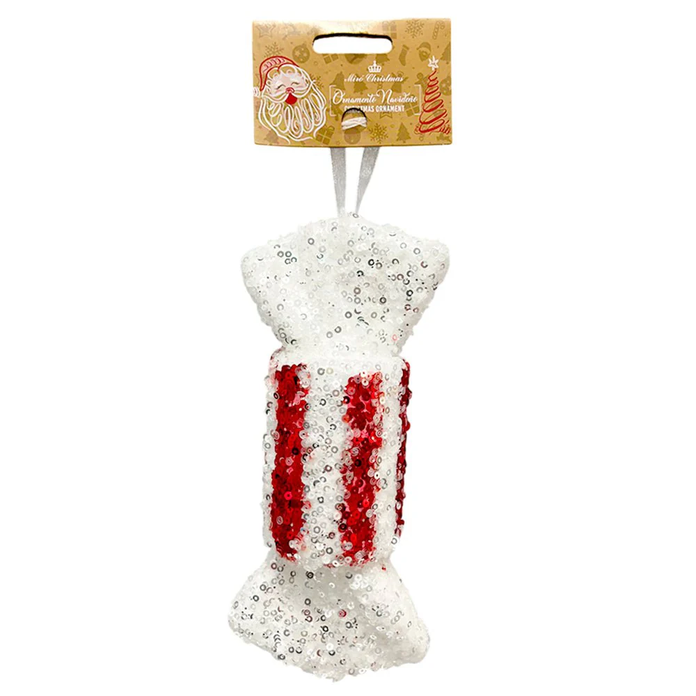 Ornamento Navideño Pastilla / Miro Christmas / 9x20 cm Rojo y Blanco - Image 2