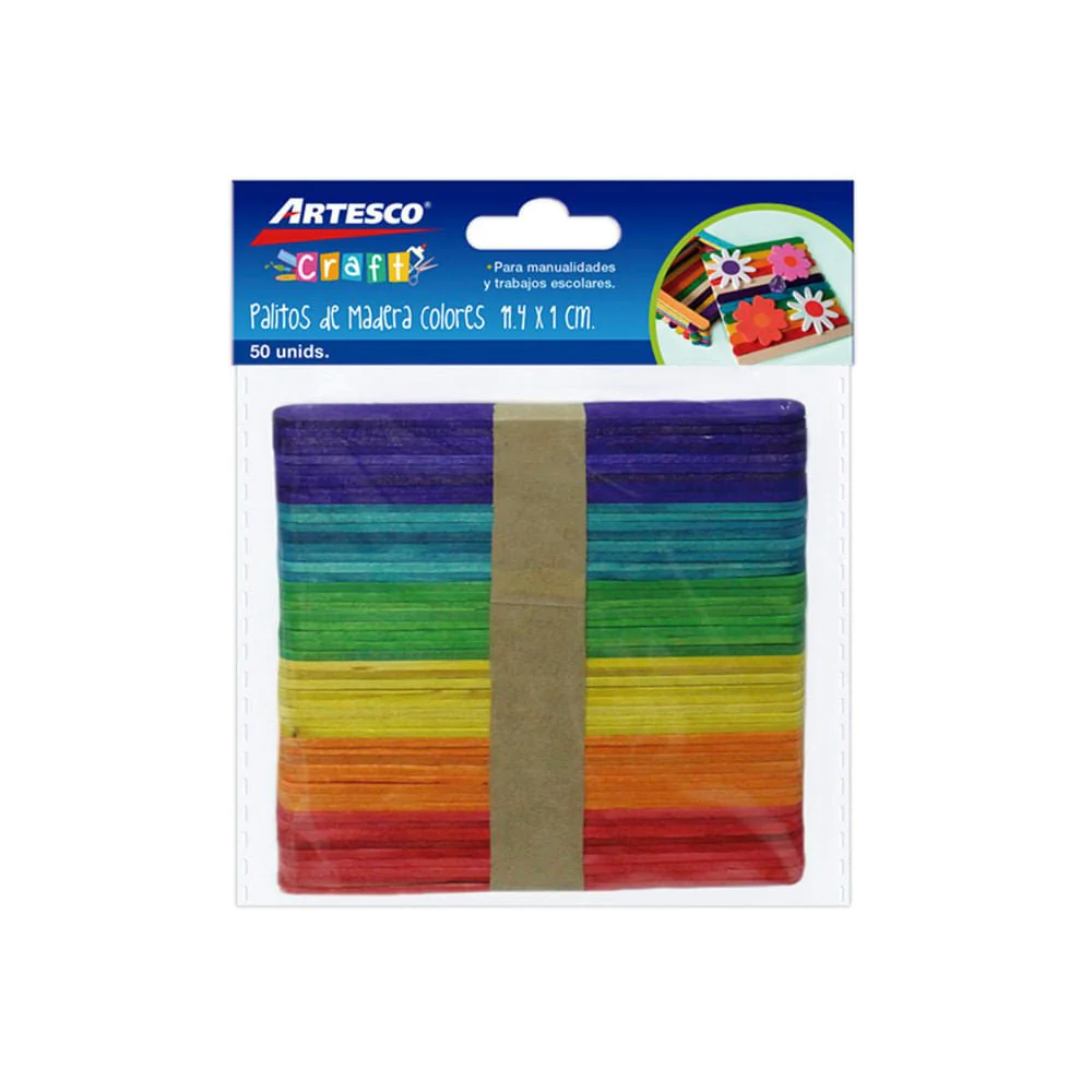 Palitos de Paleta Artesco / Colores – 50 Piezas