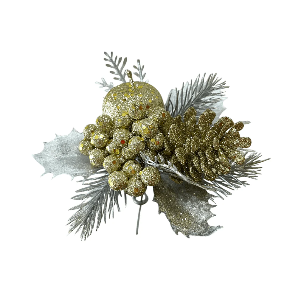 Pick Navideño Flor 20 Cm Lt Gold - Image 2