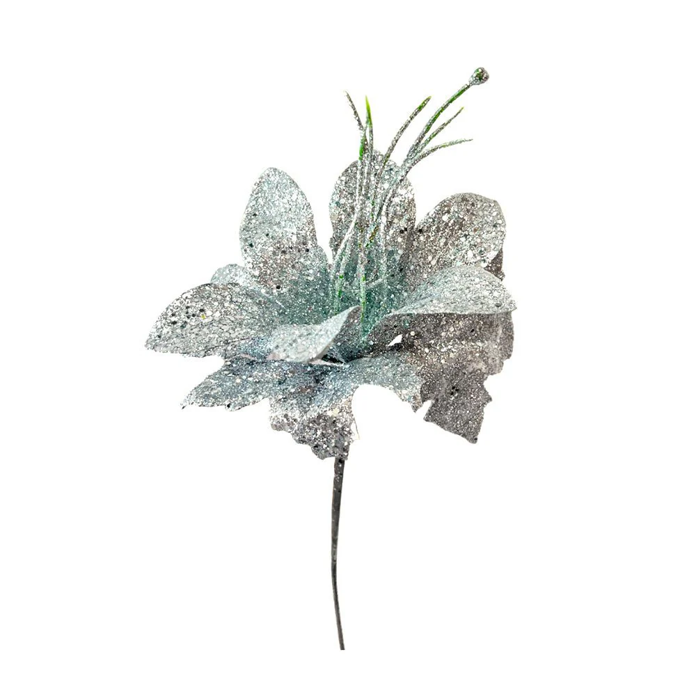 Pick Navideño Flor 20 Cm Silver - Image 2