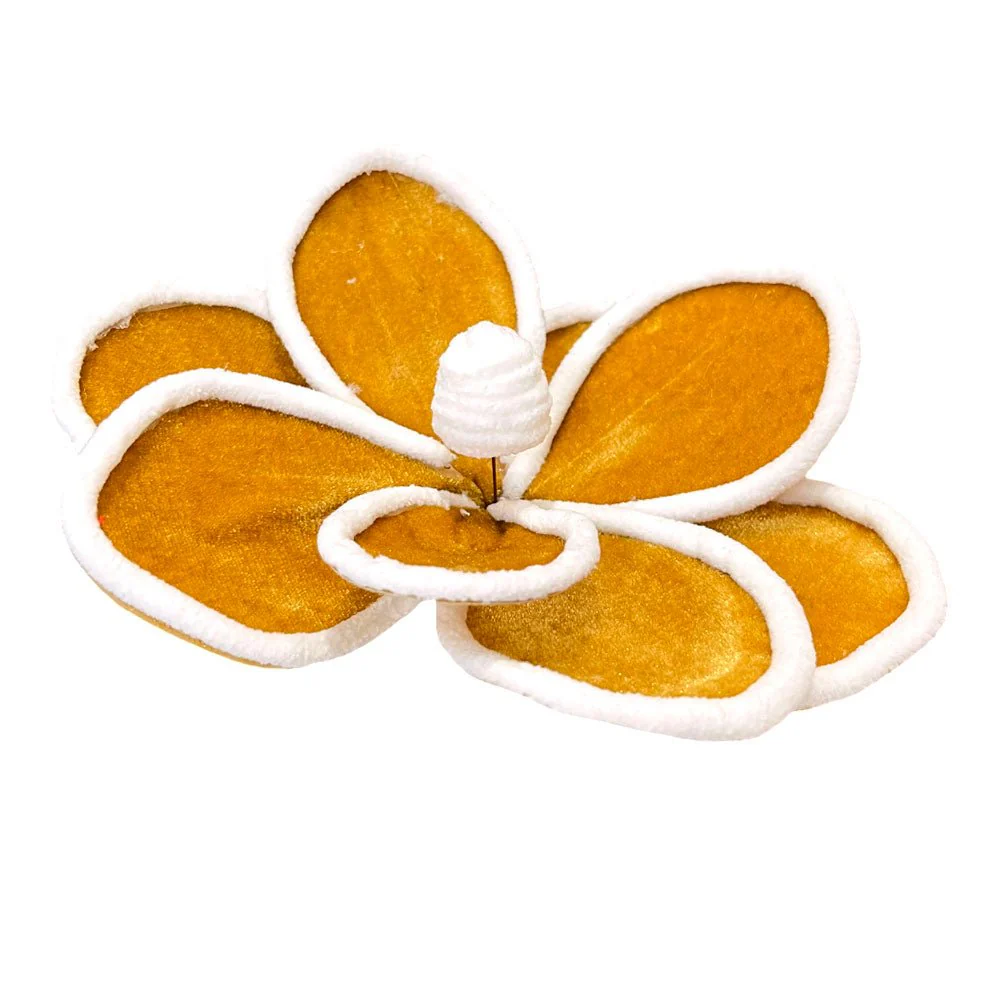 Pick Navideño Flor 22 cm / Dorado y Blanco - Image 2