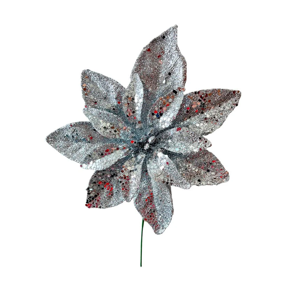 Pick Navideño Flor 22 Cm Plateado - Image 2