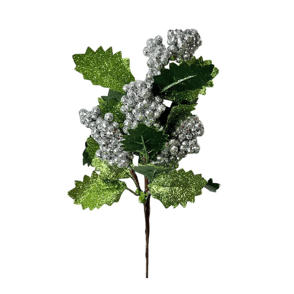 Pick Navideño Flor 30 Cm Silver - Image 2