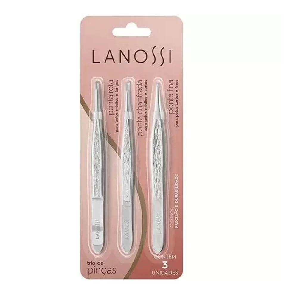 Pinza Para Cejas Lanossi 3 Piezas