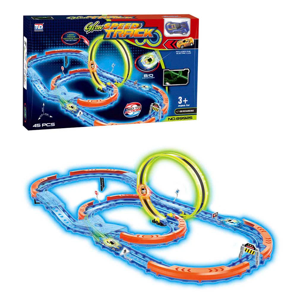 Pista 360 Spinway Track Glow Power 45 Piezas Tengleader