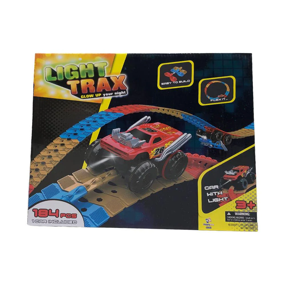 Pista Flexible Light Trax Con Auto 184 Piezas