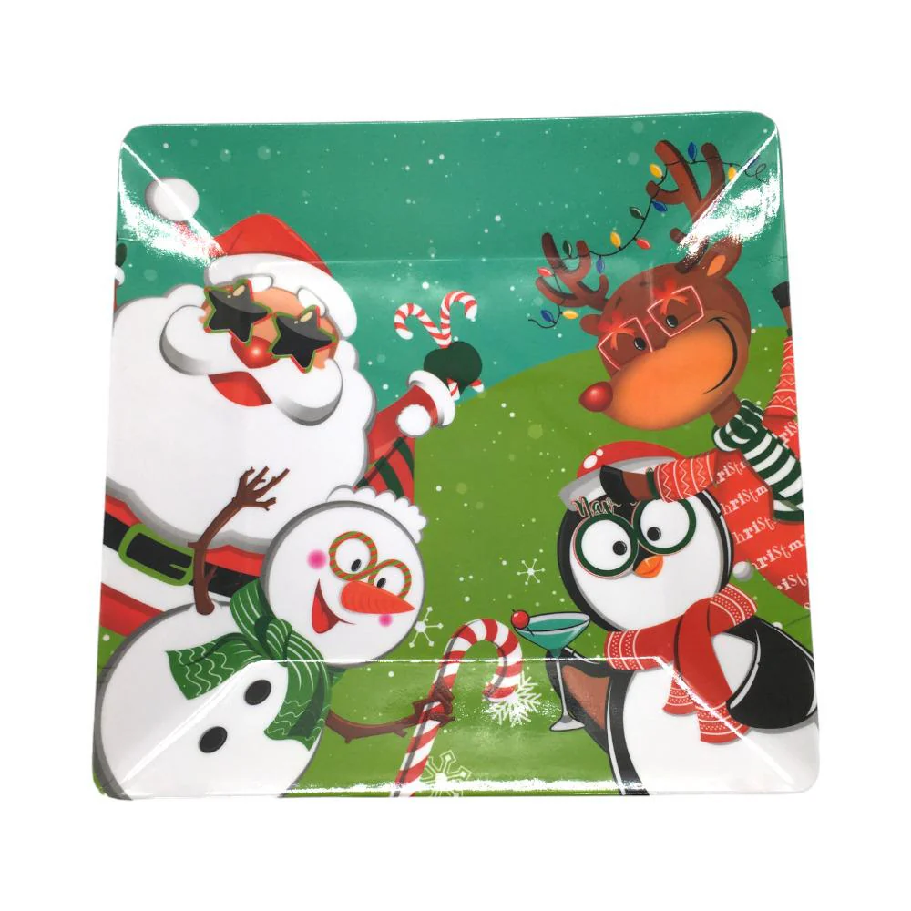 Plato Llano 10" Melamina Navidad Cuadrado391