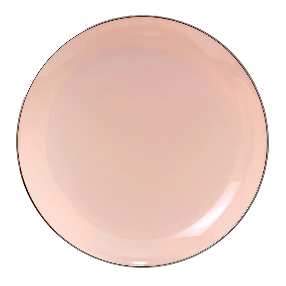 Plato Llano / Elegance Party / 10.25" / Blush & Silver / 10 Piezas
