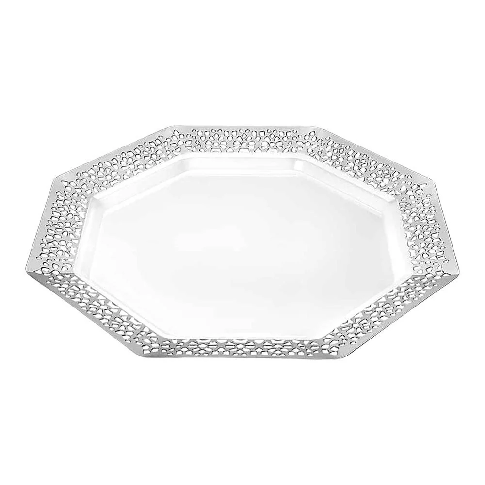 Plato Plástico Llano 11" Lillian Lacetagon / 10 Unidades / Silver - Image 2