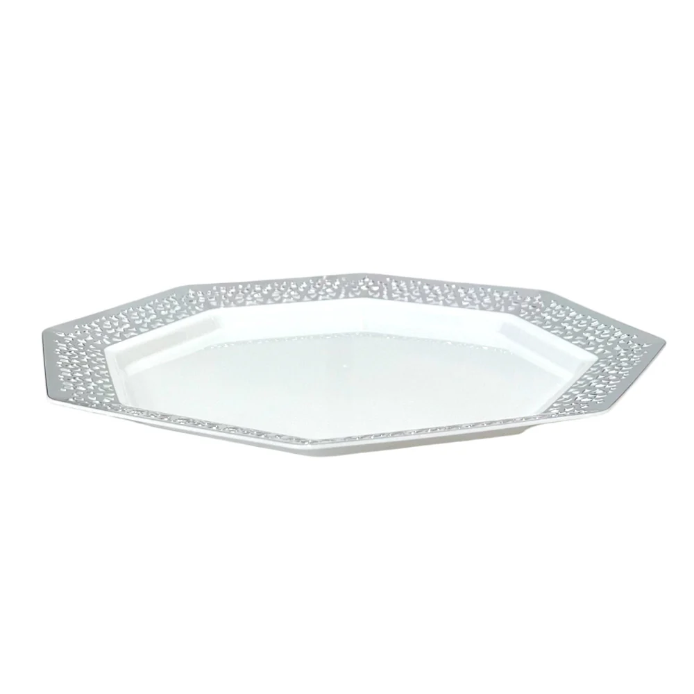 Plato Plástico Llano 11" Lillian Lacetagon / 10 Unidades / Silver - Image 4