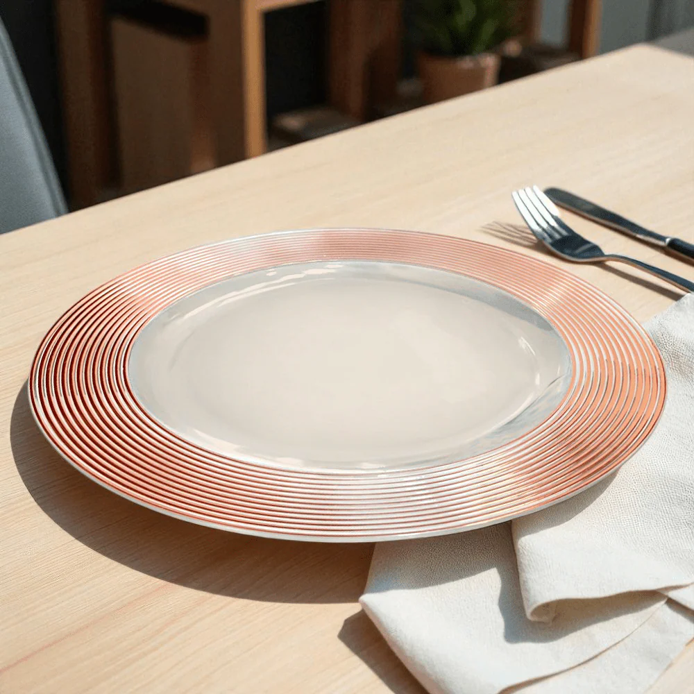 Plato Llano Plástico Koopman / 33 cm / Clear Rose-Gold / Surtido