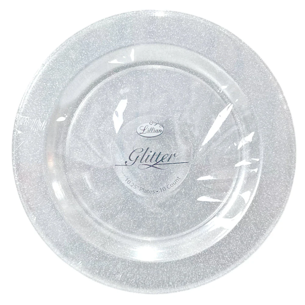 Plato Llano Plástico Lillian / 10" / Silver Glitter - Image 3