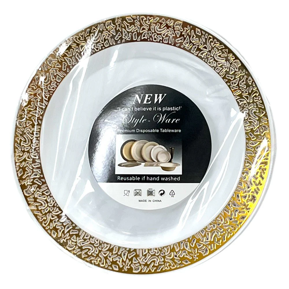 Plato Llano Reutilizable 7" Home Elegance / 10 Piezas / Gold - Image 3