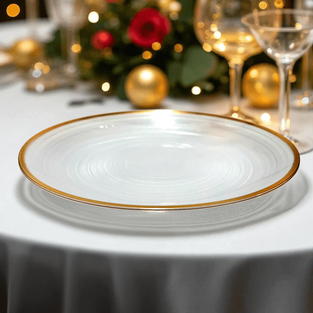 Plato LLano Reutilizable de 10" Home Elegance / 10 Piezas / Borde Dorado