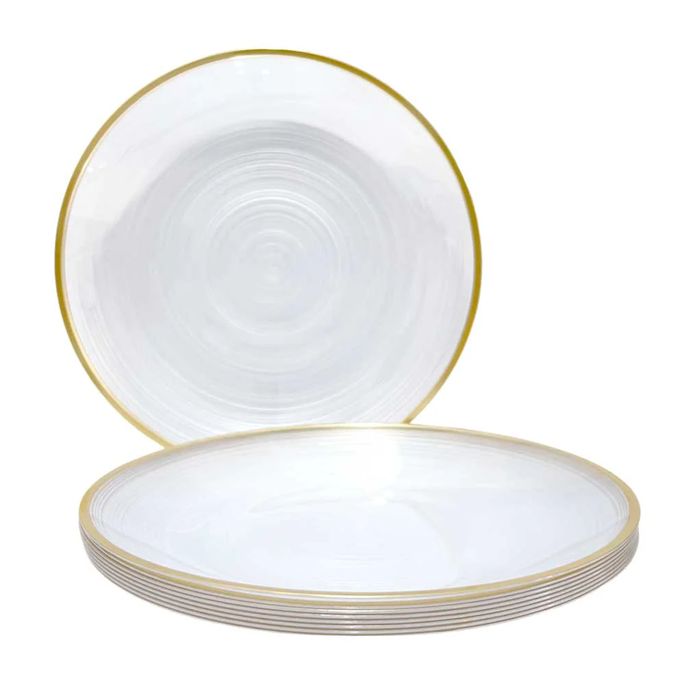 Plato LLano Reutilizable de 10" Home Elegance / 10 Piezas / Borde Dorado - Image 3