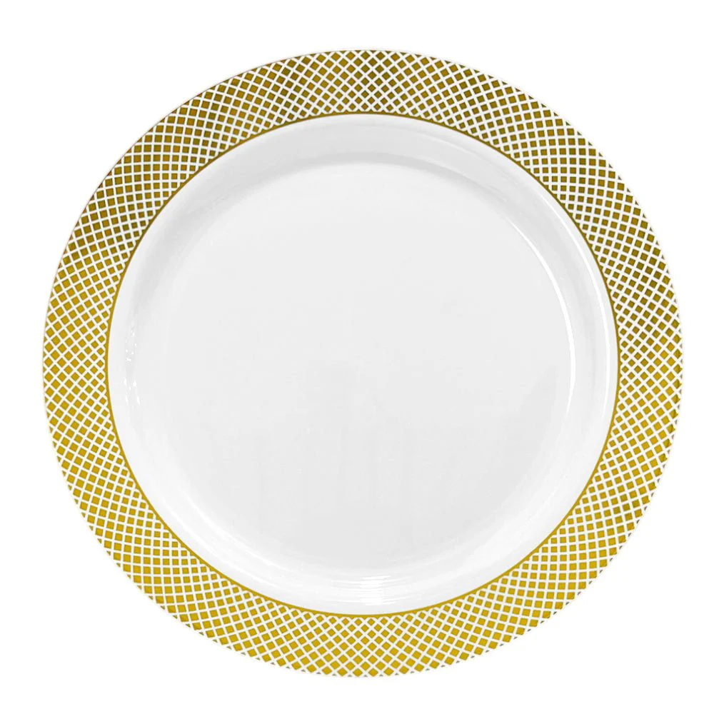 Plato Llano Reutilizable de 10" Home Elegance 10 Piezas / Dorado