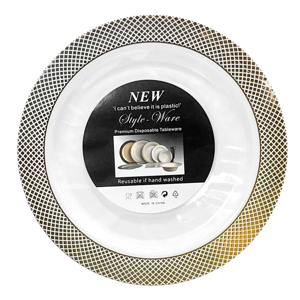 Plato Llano Reutilizable de 10" Home Elegance 10 Piezas / Dorado - Image 4