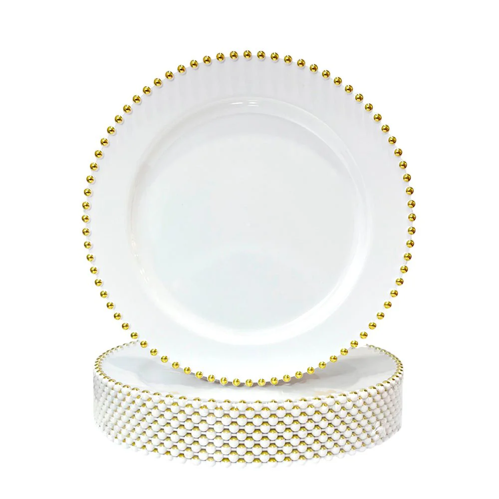 Platos Desechables 10.5" Lillian de 10 Piezas / Blanco-Gold - Image 3