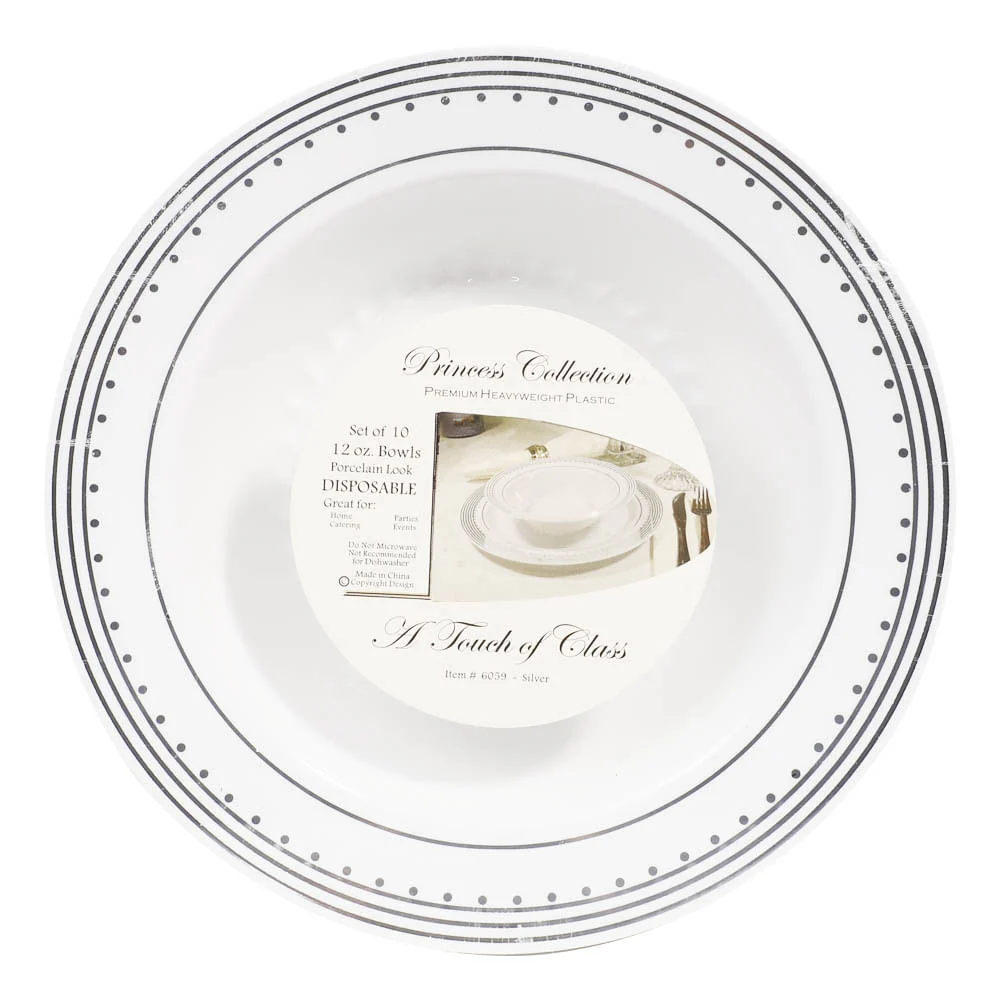 Platos Hondos Princess Desechables de Plástico 12 oz de 10 Piezas