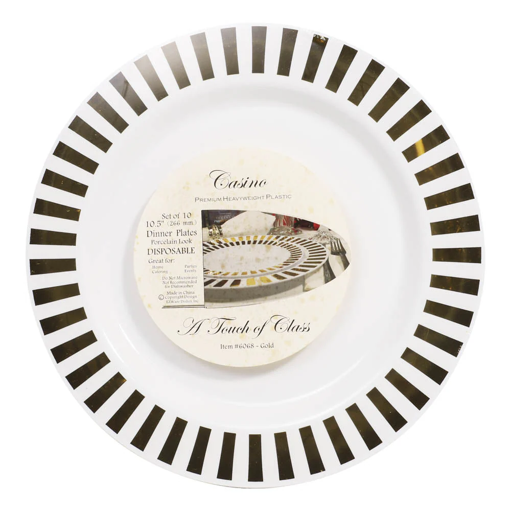 Platos Llanos Casino Desechables de Plástico 10.5" de 10 Piezas