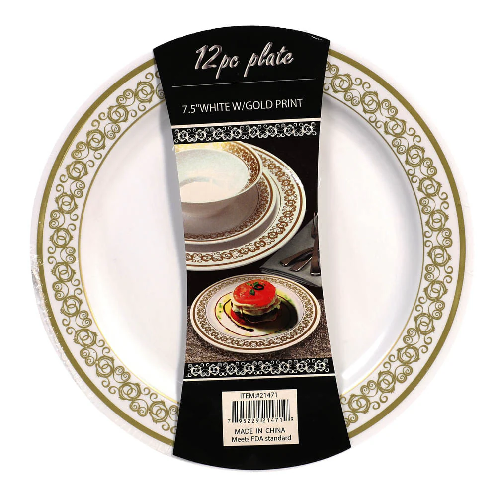 Platos Llanos Desechables de Plástico Home 7.5" de 12 Piezas