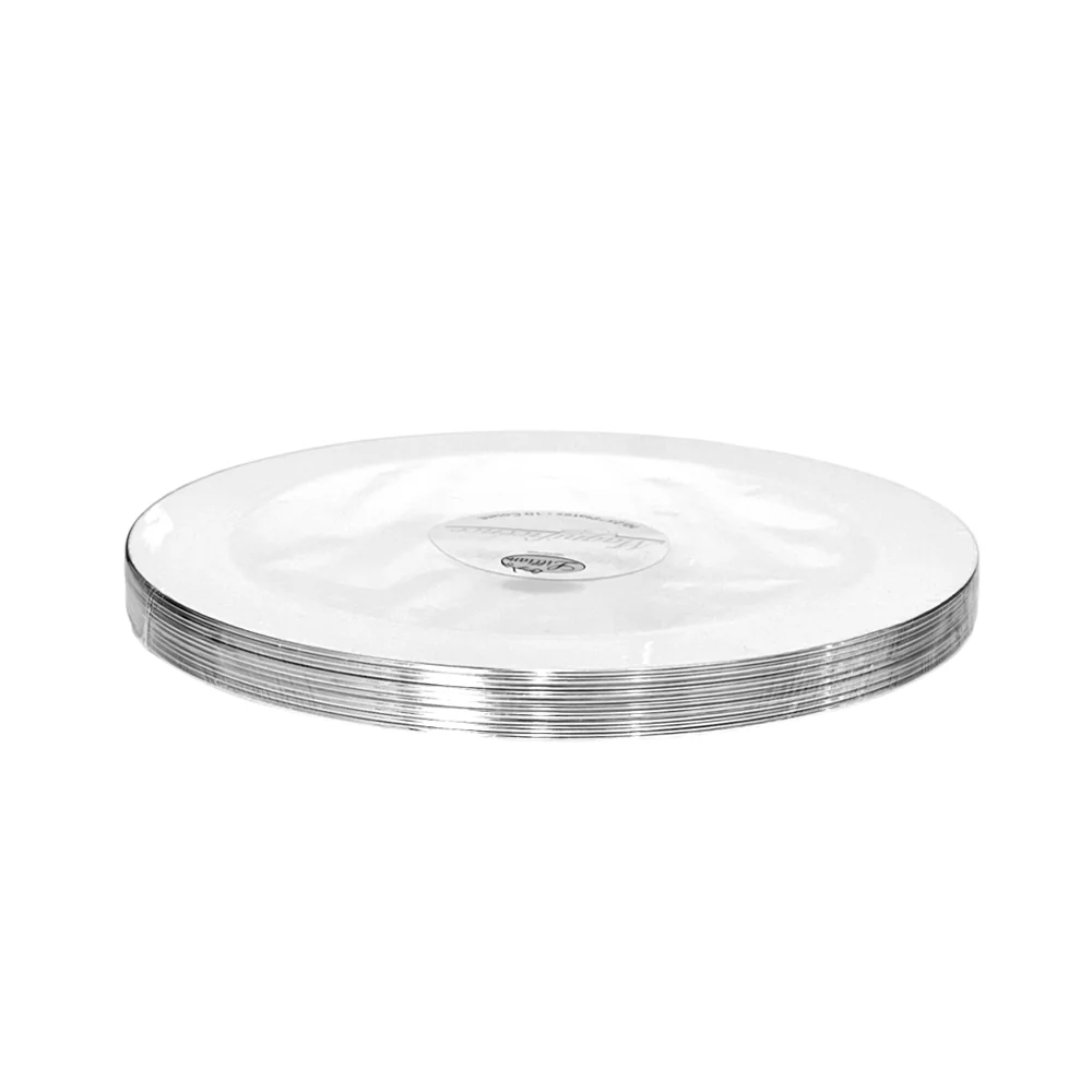 Platos LLanos Lillian 7.5" / Plástico / 10 Piezas / Blanco-Silver - Image 4