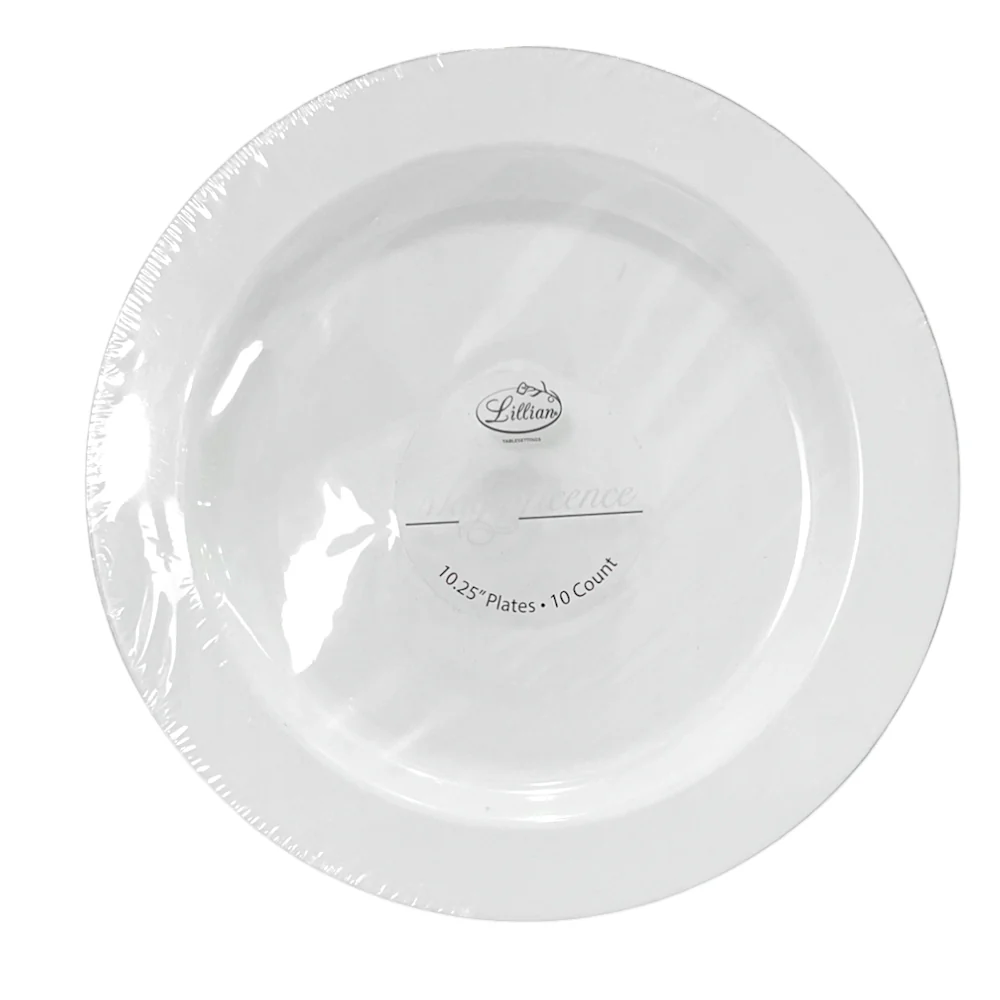 Platos LLanos Lillian 10" / Plástico / Set 10 Piezas / Blanco-Silver - Image 3
