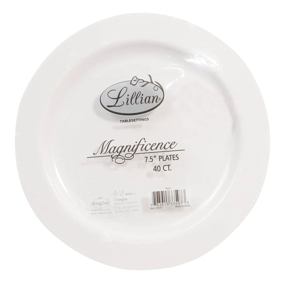 Platos Llanos Magnificence Desechables Lillian Plástico de 40 Piezas
