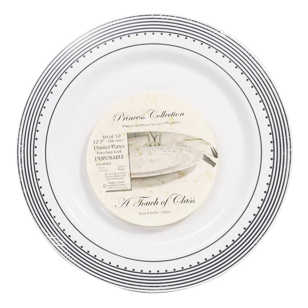 Platos Llanos Princess Desechables de Plástico 10.5" de 10 piezas