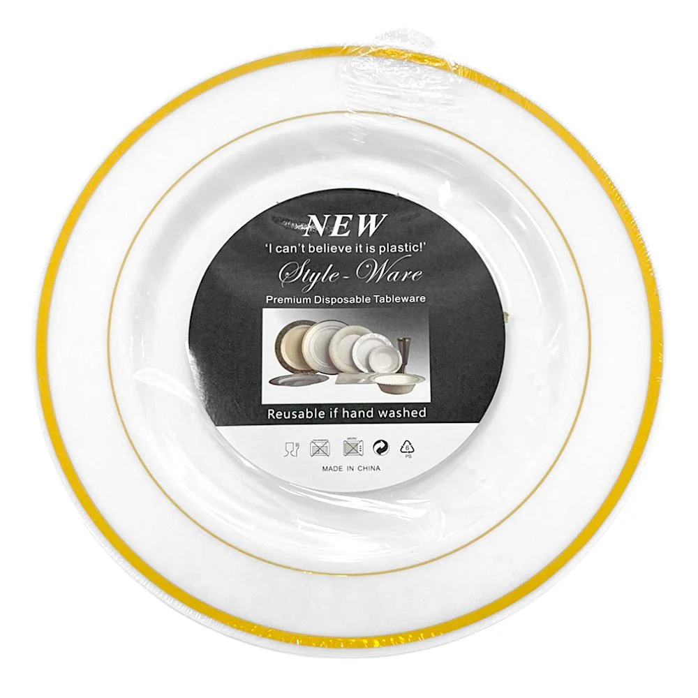 Platos Plástico 10" Home Elegance / 10 Piezas / Borde Dorados - Image 3