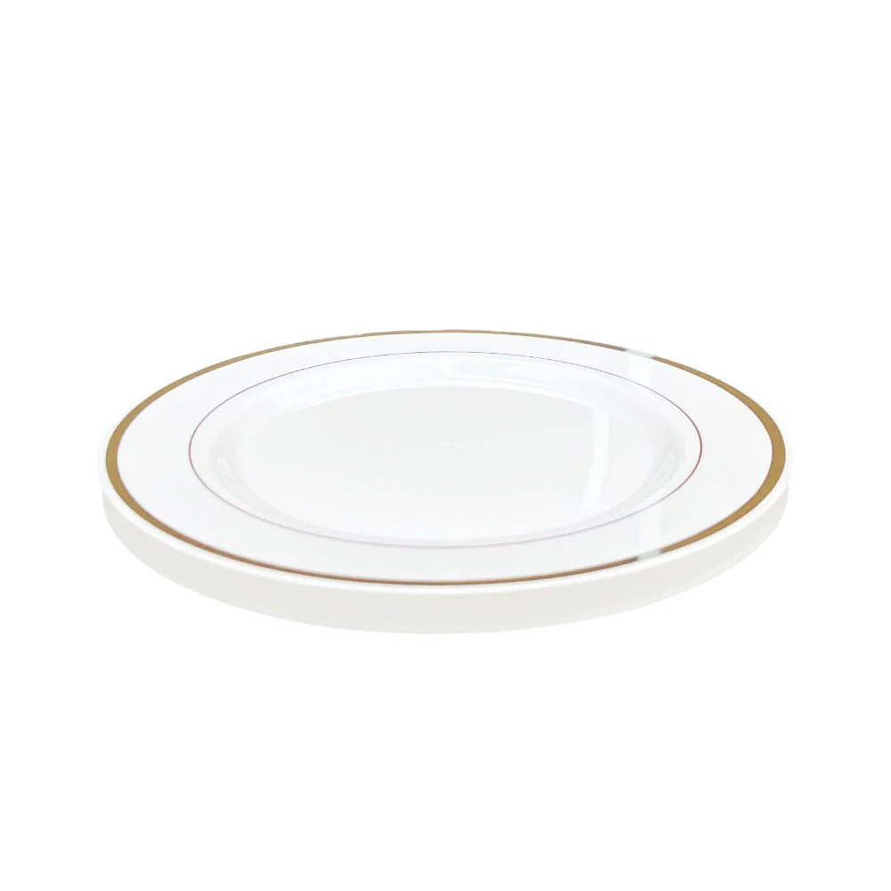Platos Plástico 7" Home Elegance 10 Piezas / Blanco-Gold - Image 4