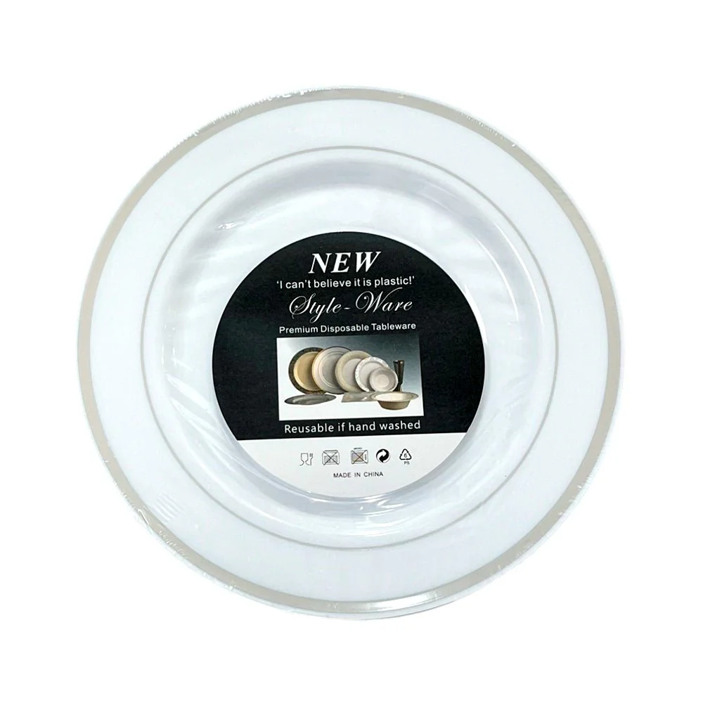 Platos Plástico de 10" Home Elegance / 10 Piezas / Borde Silver - Image 3