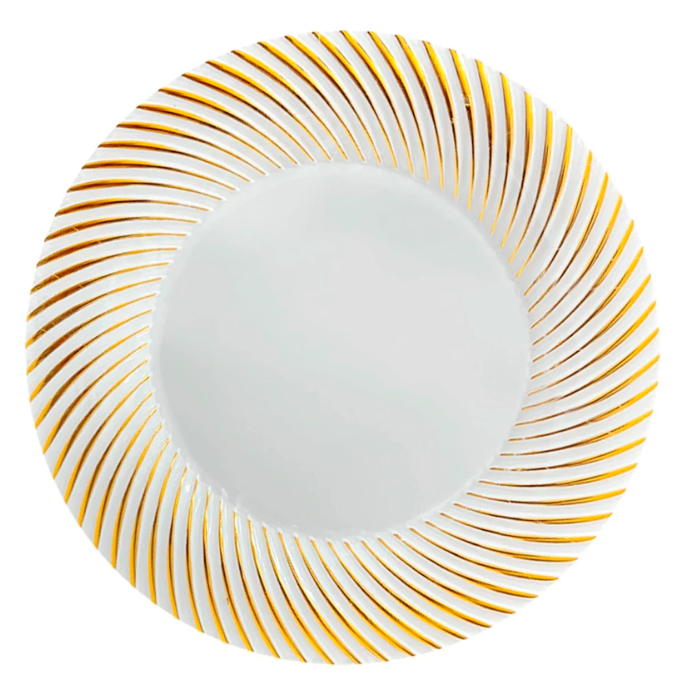 Platos Redondo 10" Home Elengace de Plástico / 10 Piezas / Dorado con Blanco - Image 3