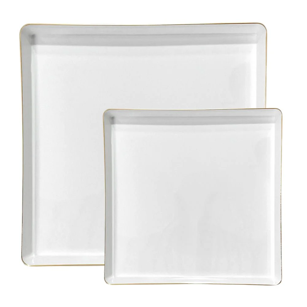 Platos Reutilizables Lillian / 20 Piezas / Blanco con Borde Dorado - Image 2