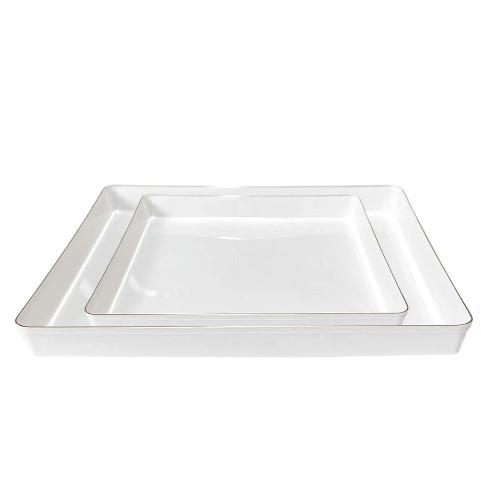 Platos Reutilizables Lillian / 20 Piezas / Blanco con Borde Dorado - Image 6