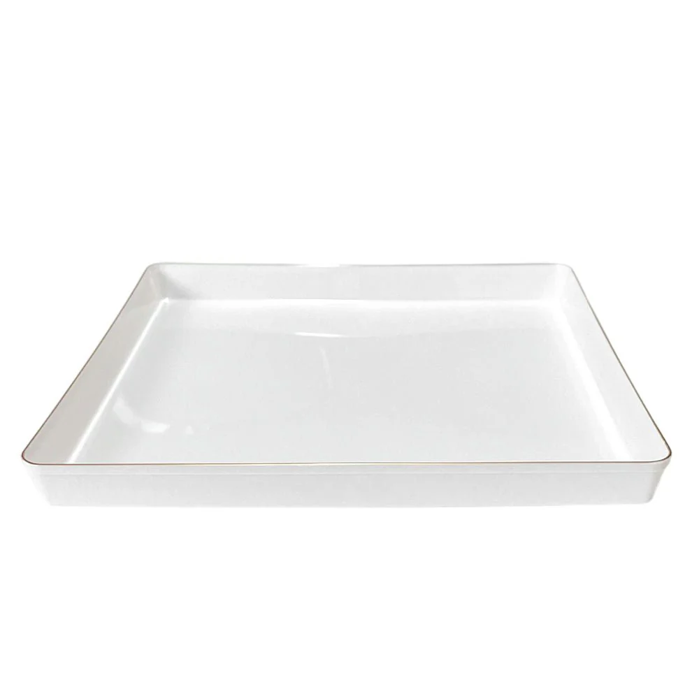 Platos Reutilizables Lillian / 20 Piezas / Blanco con Borde Dorado - Image 7