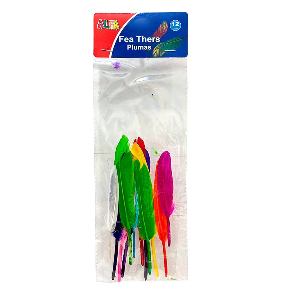 Plumas de Colores Alfa – Surtidas / 12 Unidades