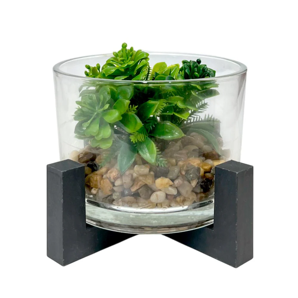 Pote Decorativo de Vidrio Home Elegance 3.1"x4.3" / Con Plantita / Surtido - Image 2