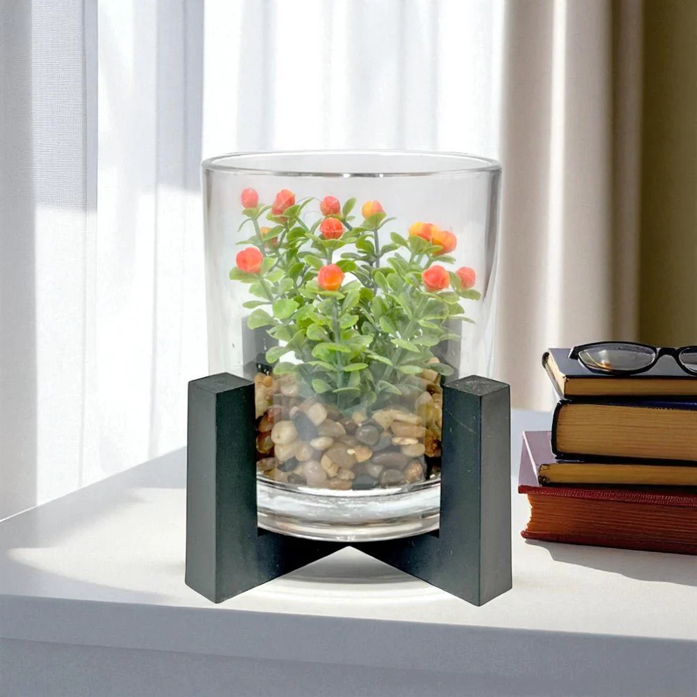 Pote Decorativo de Vidrio Home Elegance 4" / Con Plantita / Surtido