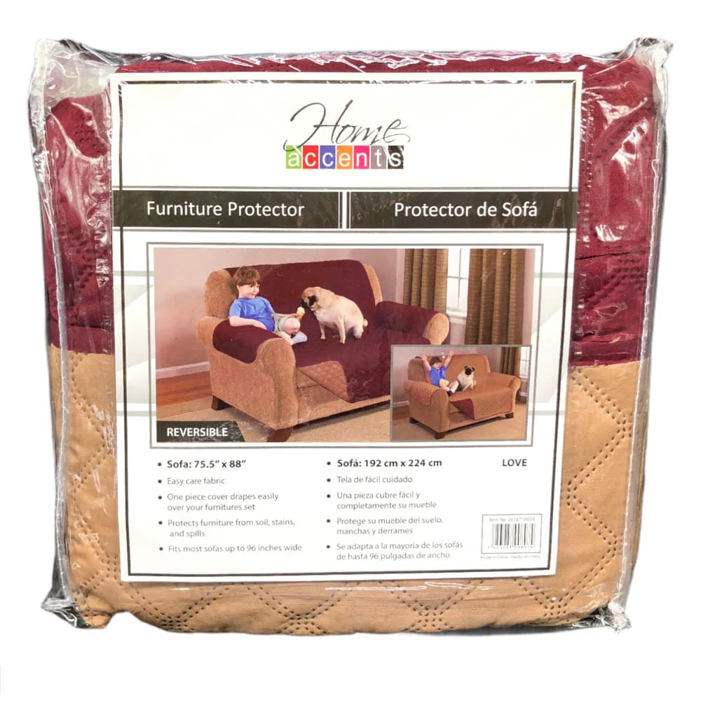 Protector Para Sofa Home Accents 2 Puestos Reversible - Rojo oscuro