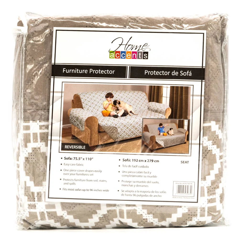 Protector Para Sofá Reversible Estampado Crema 3 Puestos
