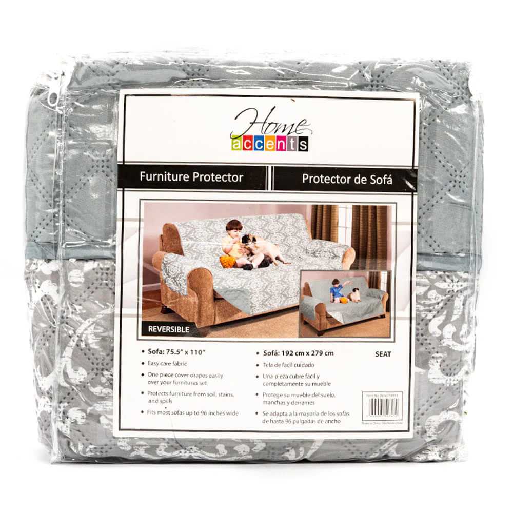 Protector Para Sofá Reversible Estampado Gris Claro 3 Puestos