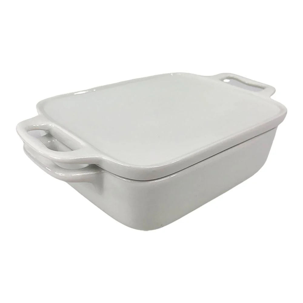 Refractario de Porcelana Tabletops Con Tapa Cuadrado