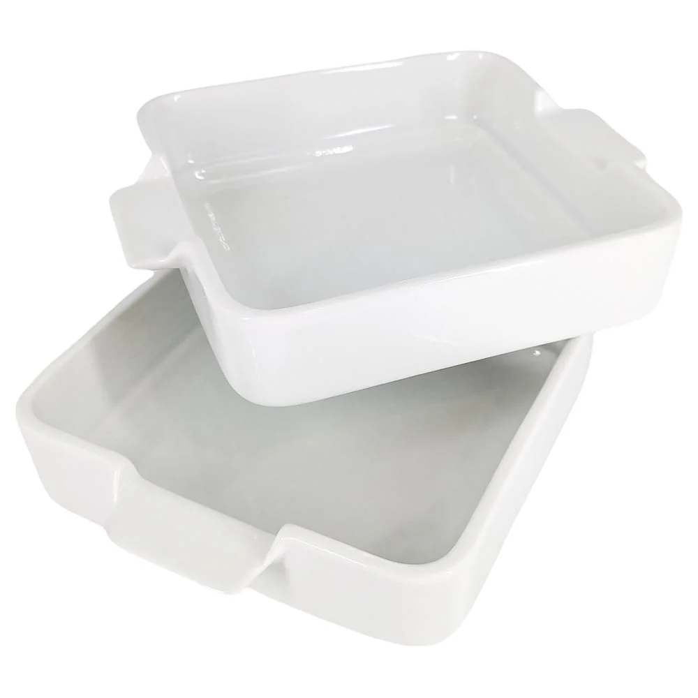 Refractario Tabletops de Porcelana Cuadrada 2 Piezas