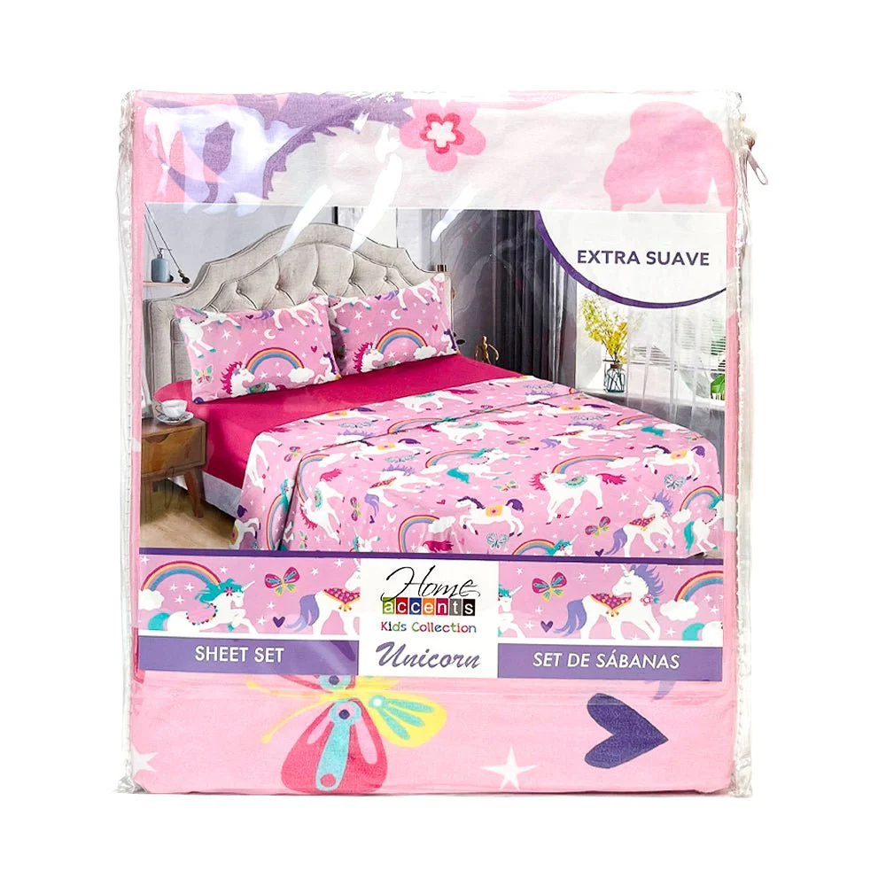 Sábana Full Set 4 Piezas Unicornio Infantil Home Accents
