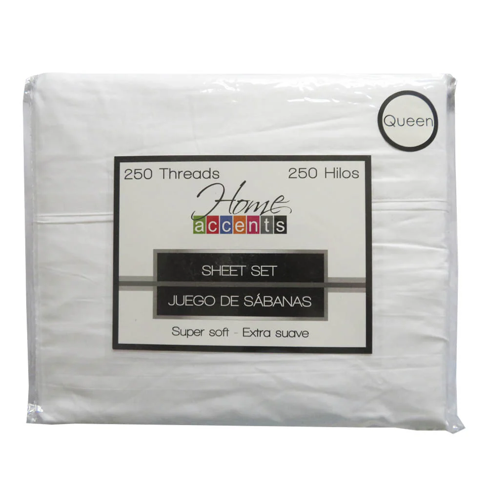 Sabana Home Accents 250 Hilos Set de 4 Piezas - QUEEN