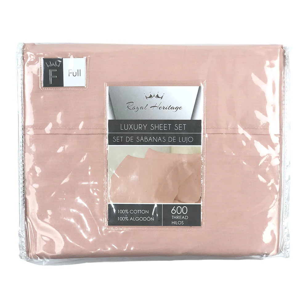 Sábana Home Accents 4 Piezas Rosa claro - QUEEN
