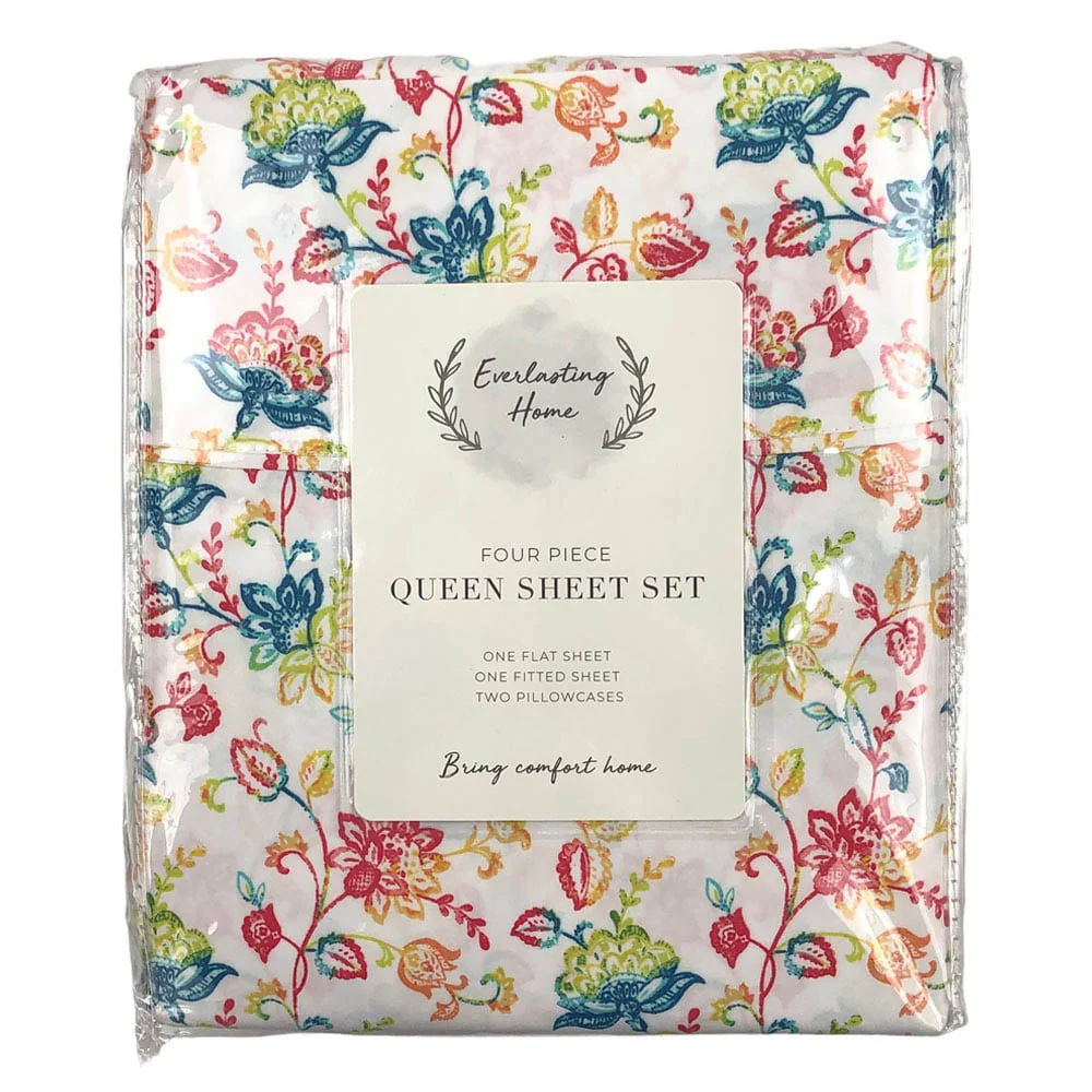 Sabana SI Home Fashion Estampada 4 Piezas Blanco - FULL